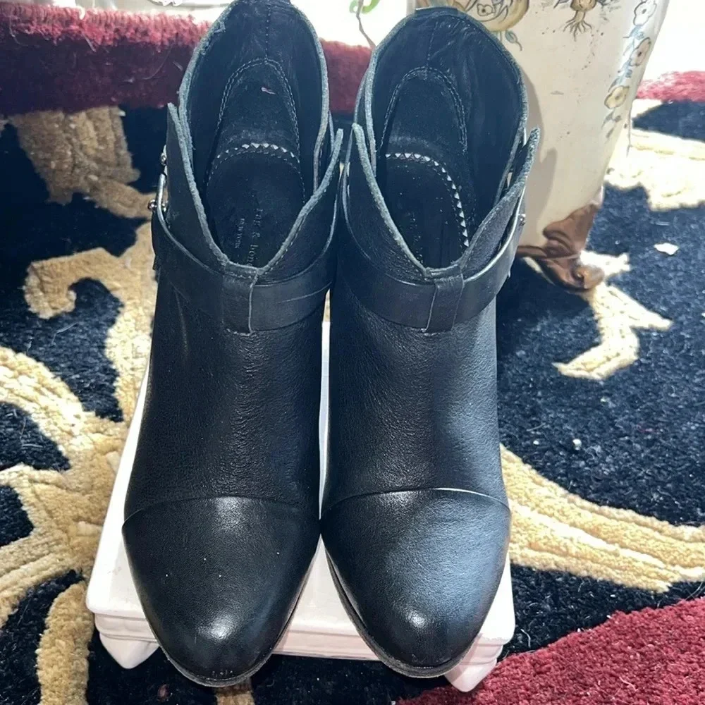 Rag & Bone Women’s Black Leather Ankle Booties, Boots Shoes Size 7
